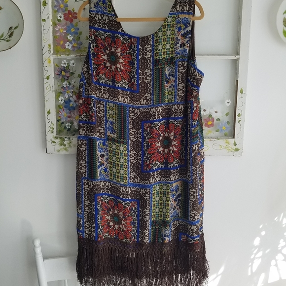 Beautiful Cato Woman Print Floral Sleeveless Fringe Dress Size 20W - Picture 1 of 9